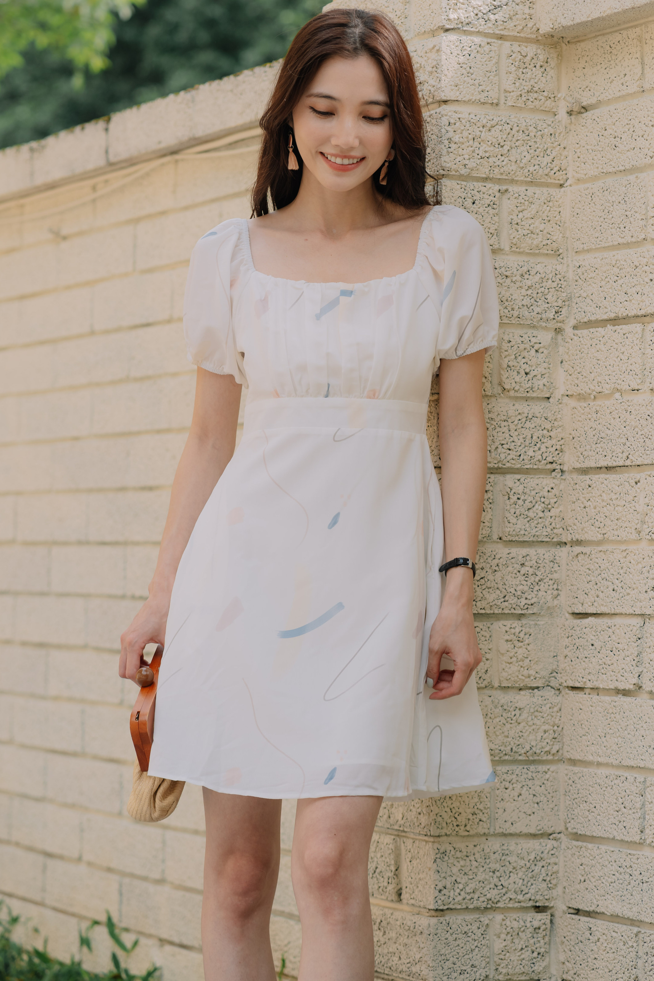 Chiffon pleated back hotsell midi skater dress