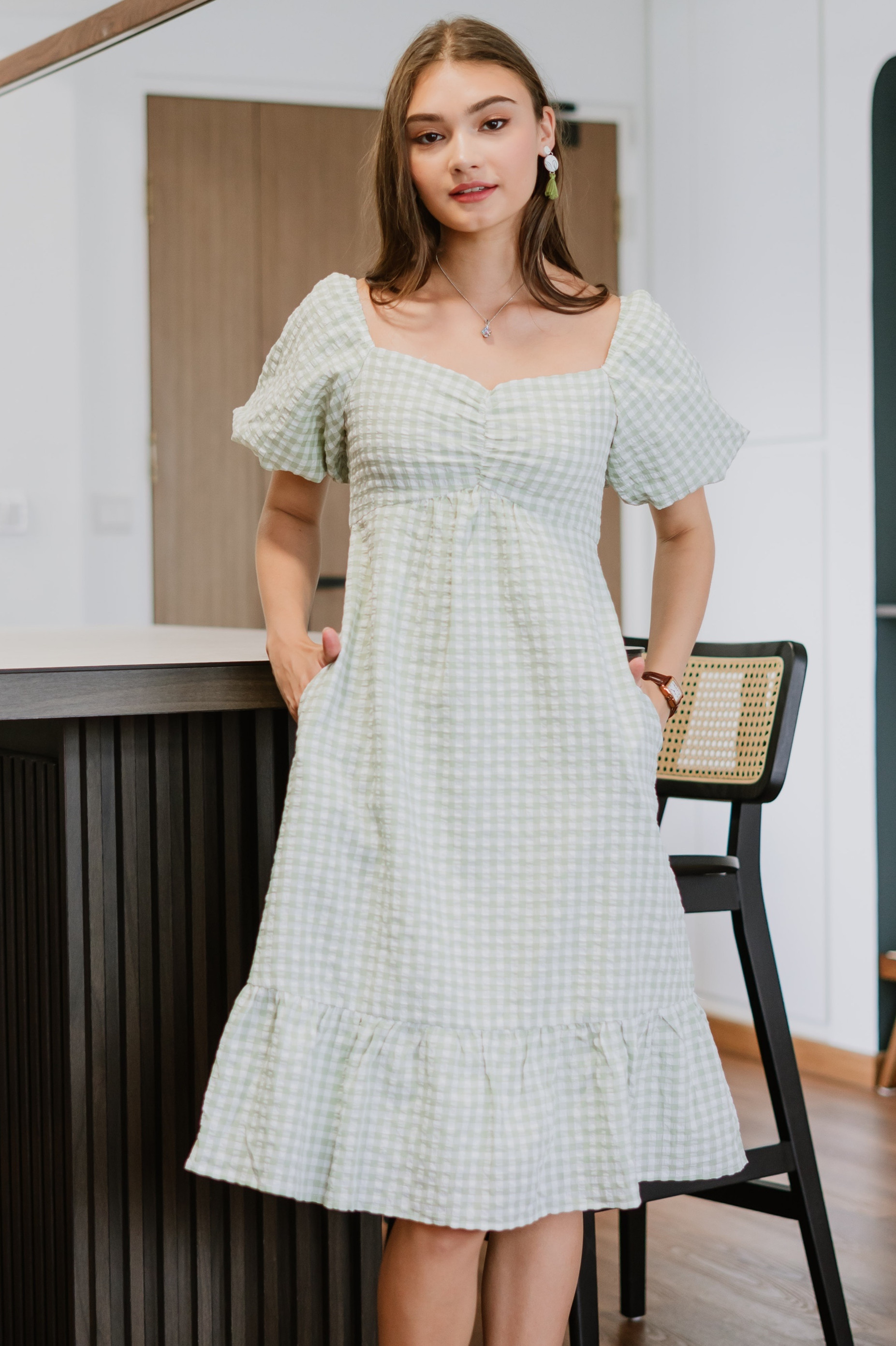 Gingham midi hot sale